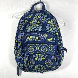 Vera Bradley L Backpack Floral Blue College Campus Large 16 x 12 x 11